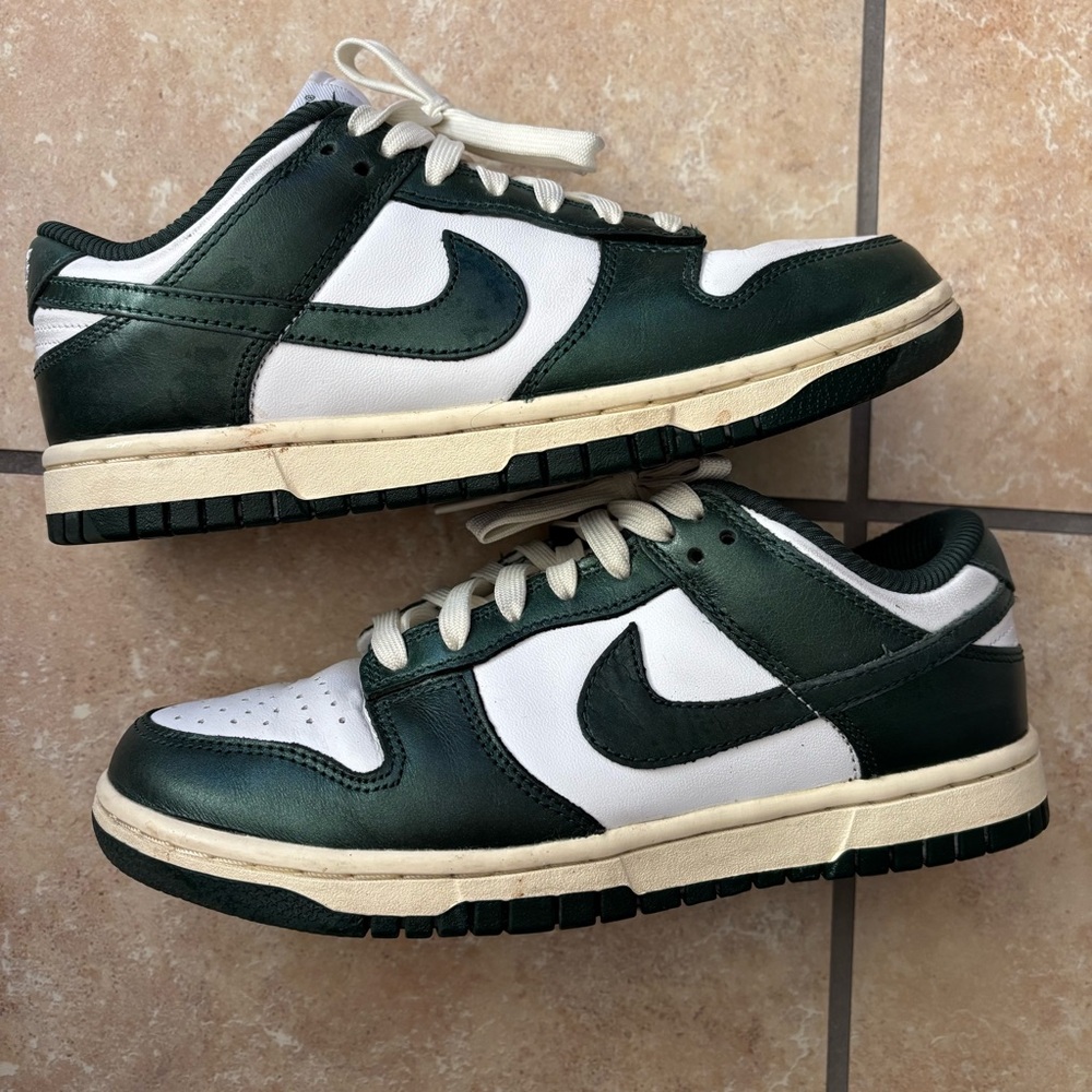 Nike Forest Green and White Low-Top Sneakers